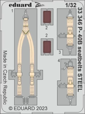 Eduard 33346 P-40B seatbelts STEEL (G.W.H.) 1/32