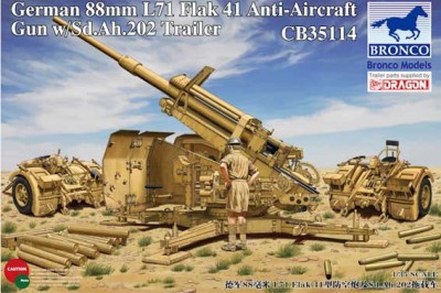 Bronco CB35114 German 88mm L71 FlaK 41 Anti-Aircraft Gun w/Sd.Ah.202 Trailer 1/35