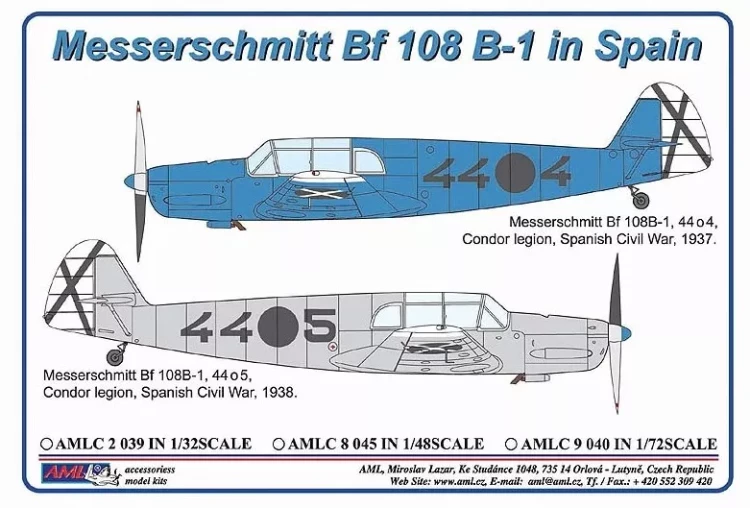 AML AMLC72040 Decals Messerschmitt Bf 108 in Spain 1/72