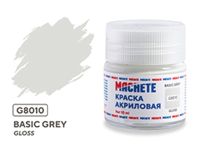 Machete G8010 Краска акриловая Basic grey (Светло-серый, глянцевый) 10 мл.