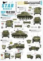 Star Decals 35-C1243 British Sharpshooters. 75th D-Day Special. Shermans and AFVs of 3rd/4th County of London Yeomanry (The Sharpshooters).Sherman Mk.II, Humber Scout Car and M5A1 Halftrack 1/35