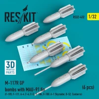 Reskit RS32-432 M-117R GP bombs w/ MAU-91 fin (6 pcs.) 1/32