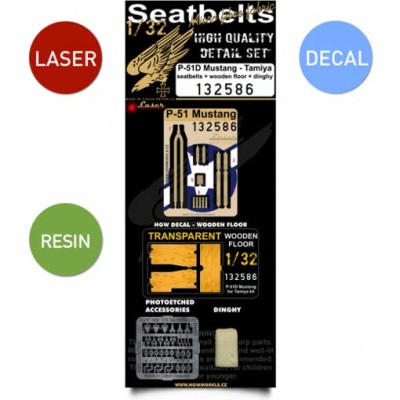HGW 132586 Seatbelts P-51D Mustang + wooden floor&amp;dinghy 1/32