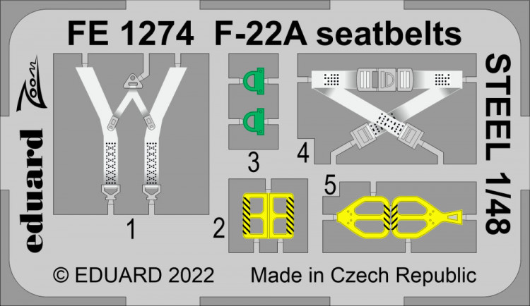 Eduard FE1274 F-22A seatbelts STEEL (I LOVE K.) 1/48