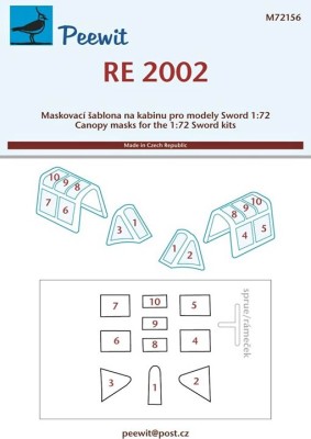 Peewit M72156 1/72 Canopy mask Regianne RE 2002 (SWORD)