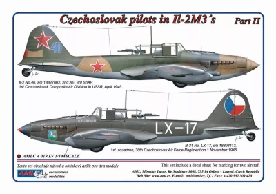 AML AMLC144019 Decals Czechoslovak pilots in Il-2M3's, Part 1/144