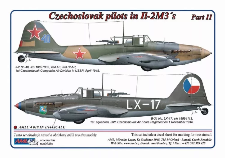 AML AMLC144019 Decals Czechoslovak pilots in Il-2M3's, Part 1/144