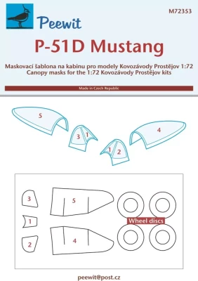 Peewit M72353 Canopy mask P-51D Mustang (KP) 1/72