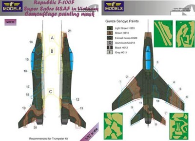 Lf Model M3259 Mask Republic F-100F USAF Camoufl.painting 1/32