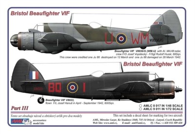 AML AMLC48017 Декали Bristol Beaufighter IF&amp;VIF Part III. 1/48