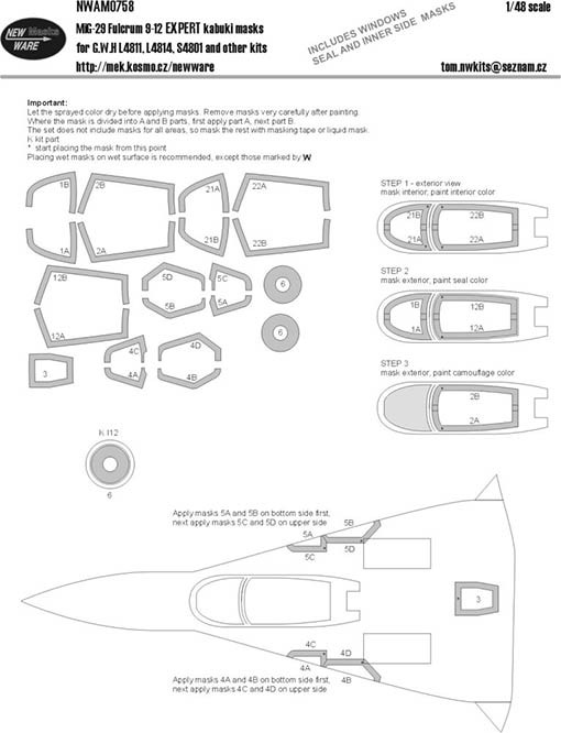 New Ware NWA-M0758 1/48 MiG-29 Fulcrum 9-12 EXPERT (G.W.H.)