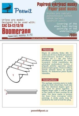 Peewit P75001 1/72 Paper paint mask CAC CA-12/13/19 Boomerang