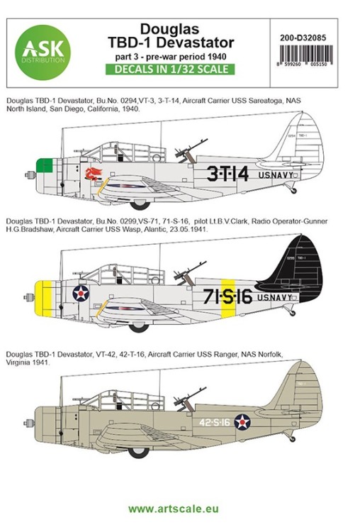 Art Scale 200-D32085 Douglas TBD-1 Devastator part 3 pre-war period until 1941 1/32
