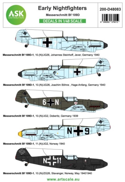 Art Scale 200-D48083 Messerschmitt Bf-109D (very) Early Nightfighters - part 1 1/48