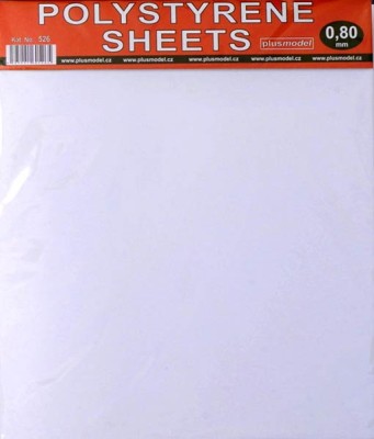 Plus model 526 Polystyrene Sheets 0,80 mm (220x190 mm, 2 pcs.)