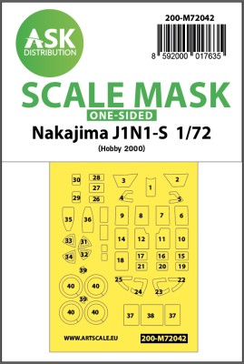Art Scale 200-M72042 Nakajima J1N1-S wheels and canopy frame paint masks (outside only) 1/72