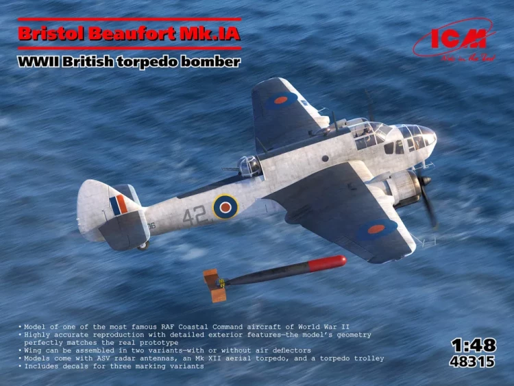 ICM 48315 Br.Beaufort Mk.IA British WWII torpedo bomber 1/48