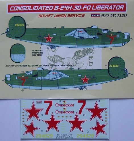 Kora Model DEC72217 Consolidated B-24H-30-FO Soviet Union декали декали 1/72