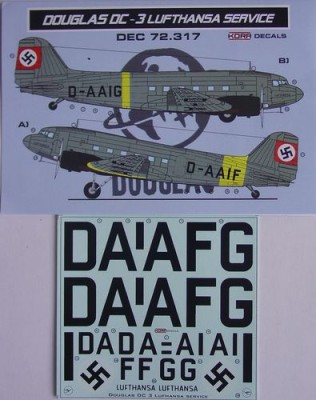 Kora Model DEC72317 Douglas DC-3 Lufthansa (ESCI/REV) декали декали 1/72