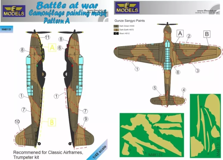 Lf Model M48131 Mask Battle At War Camo painting Pattern A 1/48