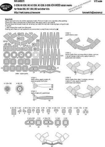 New Ware NWA-M0811 1/72 Mask C-123K/UC-123K,NC/AC-123K ADVANCED (RDN)