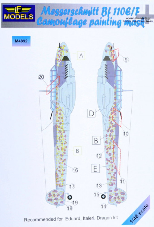 Lf Model M4892 Mask Bf 110E/F Camouflage painting (EDU,ITA) 1/48