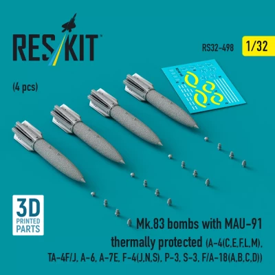 Reskit 32498 Mk.83 bombs w/ MAU-91 thermally prot. (4 pcs) 1/32
