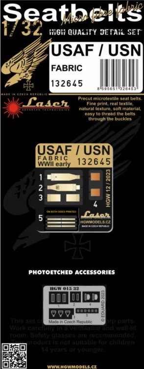 HGW 132645 Seatbelts USAF/USN - Fabric (laser) 1/32