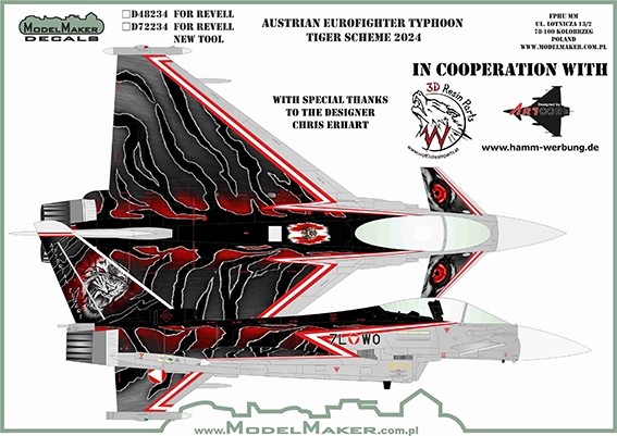 Model Maker Decals D48234 Austrian Eurofighter Typhoon Tiger scheme 2024 1/48