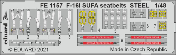 Eduard FE1157 F-16I SUFA seatbelts STEEL (KIN) 1:48