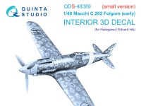 Quinta studio QDS-48389 Macchi C.202 Folgore ранний (Hasegawa/Eduard) (Малая версия) 3D Декаль интерьера кабины 1/48