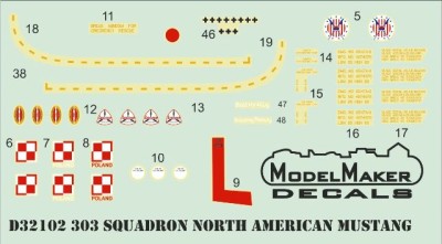 Model Maker Decals MD32102 303 Squadron North-Ameriacan P-51D Mustangs 1/32