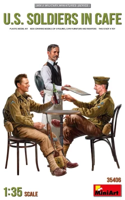 Miniart 35406 U.S. Soldiers in Cafe (3 fig. &amp; furniture) 1/35