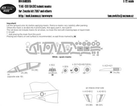 New Ware NWA-M0305 1/72 Mask YAK-130 BASIC (ZVEZDA 7307)