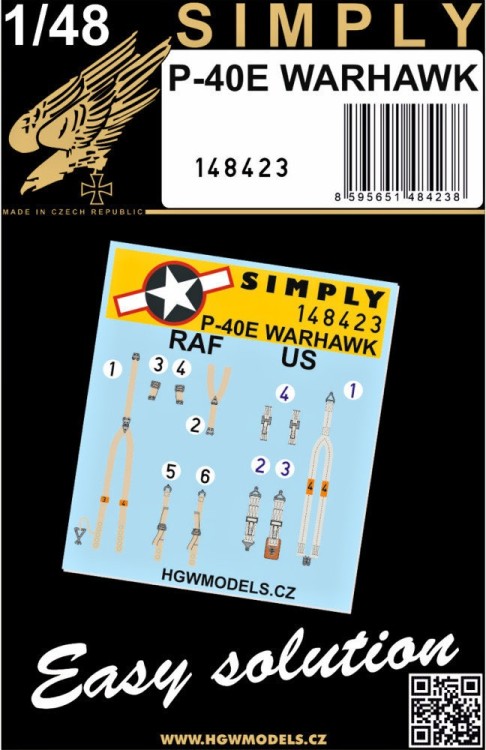 HGW 148423 Seatbelts P-40E Warhawk (SIMPLY) 1/48