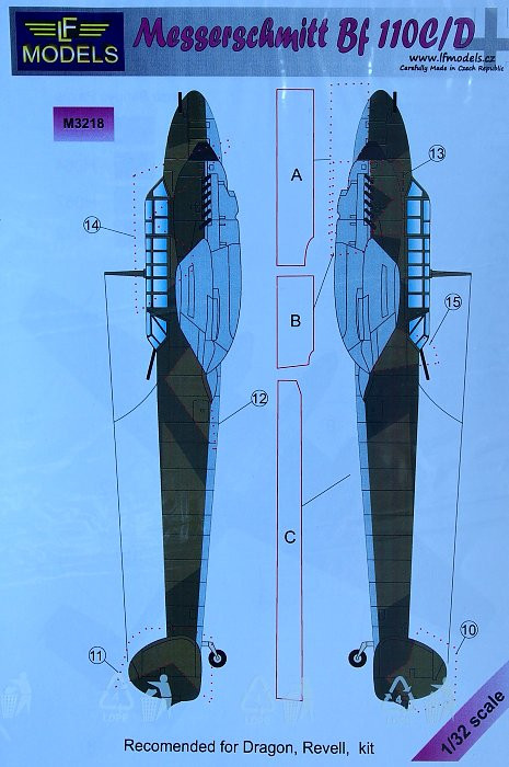LF Model M3218 Mask Messerschmitt Bf 110C/D (DRAG/REV) 1/32