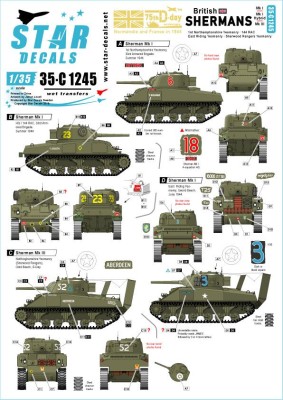 Star Decals 35-C1245 British Shermans. 75th D-Day Special. Sherman Mk.I / Mk.I Hybrid / Mk.III 1/35