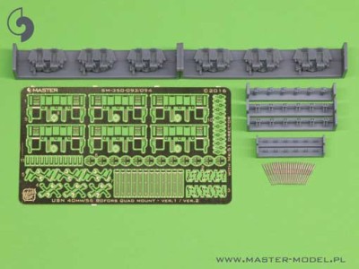 Master SM-350-094 USN 40 mm/56 Bofors quadruple mount ver.2 / with Mk-51 director (6pcs) 1:350