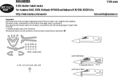 New Ware NWA-M0985 Mask B-58A Hustler (ACAD, WOLFPACK, HCRAFT) 1/144