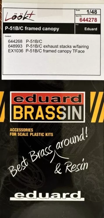 Eduard 644278 BRASSIN P-51B/C framed canopy looKplus (EDU) 1/48
