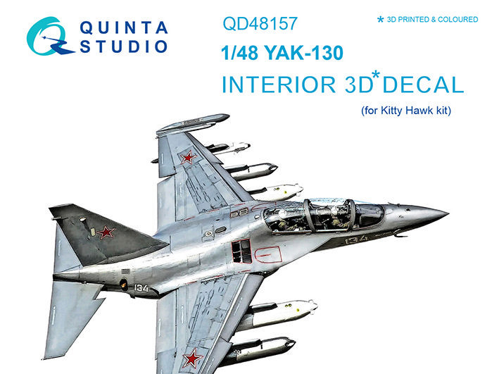 Quinta studio QD48157 Як-130 (для модели KittyHawk) 3D Декаль интерьера кабины 1/48