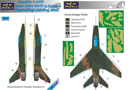 Lf Model M4872 Mask Republic F-100D USAF Camoufl.painting 1/48