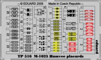 Eduard TP516 M-1025 Humvee placards
