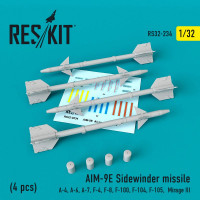 Reskit RS32-0234 AIM-9E Sidewinder missile (4 pcs) A-4, A-6, A-7, F-4, F-8, F-100, F-104, F-105, Mirage III Aademy, Revell, Trumpeter, Kitty Hawk, Tamiya, Hasegawa, Italeri 1/32