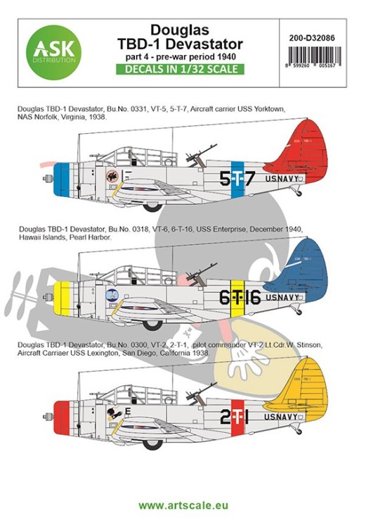 Art Scale 200-D32086 Douglas TBD-1 Devastator part 4 pre-war period 1940 1/32 Art Scale 200-D32086 Douglas TBD-1 Devastator part 4 pre-war period 1940 1/32
