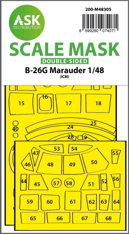 Art Scale 200-M48305 Martin B-26G Marauder canopy frame paint mask (inside and outside) 1/48