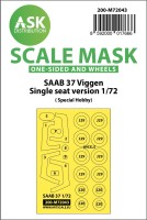 Art Scale 200-M72043 Saab JA-37 Viggen single seater wheels and canopy frame paint masks (outside only) 1/72