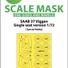 Art Scale 200-M72043 Saab JA-37 Viggen single seater wheels and canopy frame paint masks (outside only) 1/72