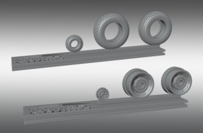 Print Scale PSW72016 North-American P-51D Mustang Resin Rims And Elastic Rubber Wheels 1/72