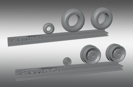 Print Scale PSW72016 North-American P-51D Mustang Resin Rims And Elastic Rubber Wheels 1/72